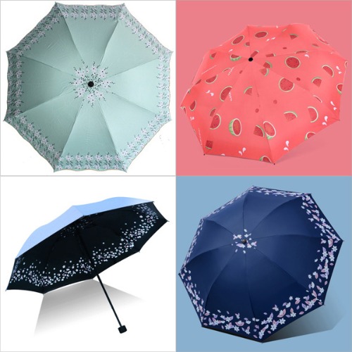 헤일리 햇빛 가리개 우양산 양산 자외선 UV 차단 플라워 꽃무늬 체크 무지 여름 데일리 양우산 암막 접이식 3단 우산