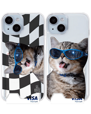 클로딘 고양이 투명 하드 카드 수납 핸드폰 집사 커플 아이템 선물 빈티지 체크 체스 휴대폰 갤럭시케이스 S23 S24 A23 플러스 울트라 + PLUS ULTRA