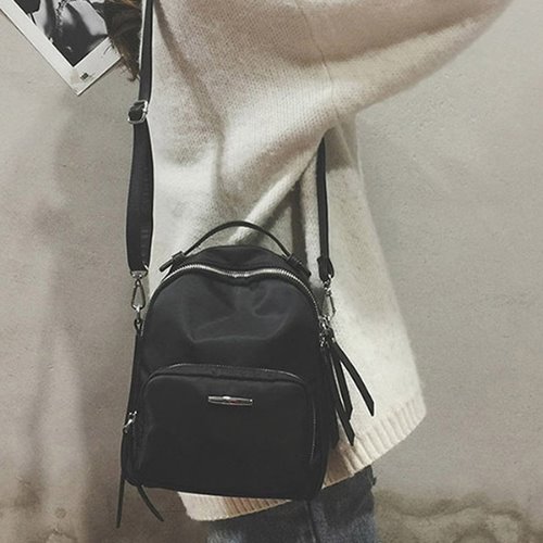 맥켄지 투웨이 가방,미니 숄더 크로스백,블랙 천 백팩