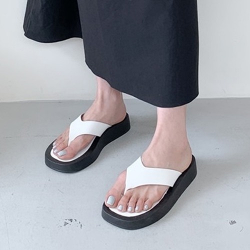 캐시디 캐주얼 플립플랍 쪼리 여름 데일리 신발 뮬 슬리퍼 통굽 키높이 조리 3.5cm