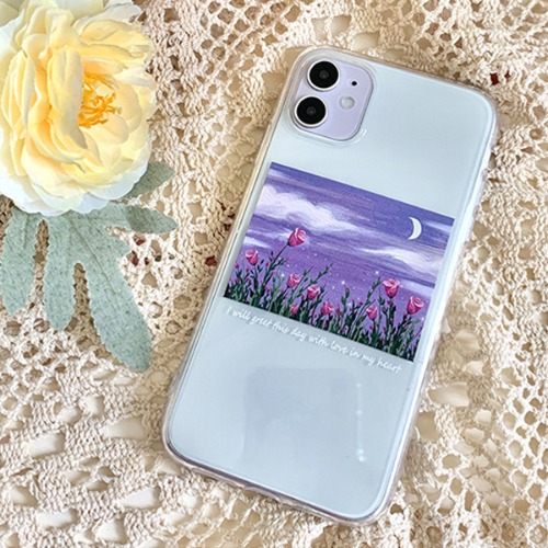 오브리 몽환적인 풍경 투명 젤리 빈티지 로맨틱 핸드폰 플라워 꽃무늬 휴대폰 아이폰케이스 7 8 SE2 X XS Max 11 12 미니 프로 맥스