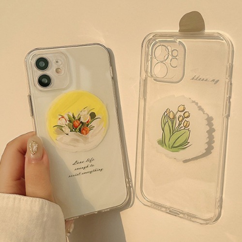 마가리타 심플 플라워 꽃무늬 투명 젤리 핸드폰 빈티지 로맨틱 우정 휴대폰 아이폰케이스 7 8 SE2 X XS Max 11 12 미니 프로 맥스 pro