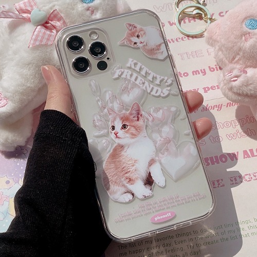 샤이엔 투명 젤하드 러블리 고양이 치즈태비 핸드폰 집사 커플 휴대폰 아이폰케이스 7 8 SE2 플러스 X XR XS Max 11 12 13 14 15 미니 프로 맥스