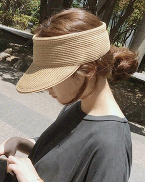 게이틀린 밀짚 왕골 라피아햇 자외선 차단 햇빛 가리개 빈티지 챙모자 여름 라탄 모자 썬캡 썬바이저