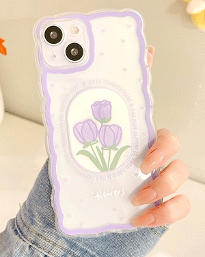 캐롤린 플라워 꽃무늬 튤립 투명 젤리 핸드폰 로맨틱 파스텔 러블리 휴대폰 아이폰케이스 7 8 플러스 X XR XS Max 11 12 13 프로 맥스