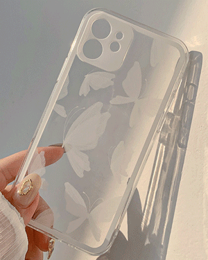 엘레니 몽환 화이트 나비 심플 모던 투명 젤리 실리콘 핸드폰 빈티지 로맨틱 휴대폰 아이폰케이스 7 8 SE2 X XS Max 11 12 13 프로 맥스