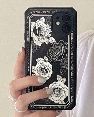 러브굿 블랙 화이트 꽃무늬 플라워 장미 튤립 젤리 핸드폰 빈티지 로맨틱 에스닉 휴대폰 아이폰케이스 X XS Max 11 12 13 프로 맥스