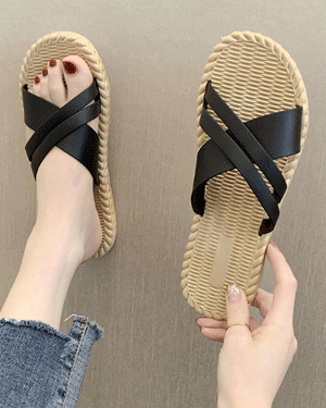 카슨 여름 데일리 심플 베이직 가벼운 라탄 발이 편한 여름 신발 뮬 슬리퍼 1.5cm
