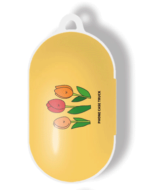 올리비아 튤립 플라워 꽃무늬 일러스트 러블리 갤럭시 하드 버즈플러스 버즈케이스