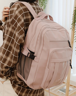 스카스 심플 베이직 캐주얼 지퍼 메쉬 투명 포켓 데일리 천가방,대학생 백팩 책가방