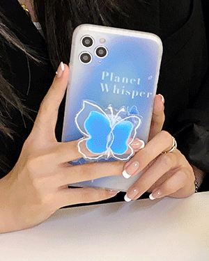 아마라 몽환 블루 플라워 꽃무늬 젤리 핸드폰 그립톡 스마트톡 나비 거치대 휴대폰 유니크 아이폰케이스 7 8 플러스 X XR XS Max 11 12 13 프로 맥스