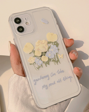 멜라니 심플 플라워 꽃무늬 투명 젤리 실리콘 핸드폰 빈티지 로맨틱 휴대폰 아이폰케이스 7 8 SE2 X XS Max 11 12 미니 프로 맥스