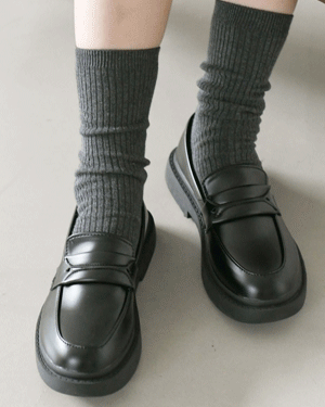 클랜시 빈티지 캐주얼 블랙 페니 로퍼 슈즈 클래식 굽있는 단화 구두 통굽 사계절 데일리 대학생 직장인 신발 3cm