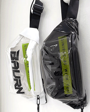 게이틀린 빈티지 캐주얼 힙색 투명 비치 PVC 방수 바캉스 가방 슬링백 유니크 숄더 크로스백 데일리 가방